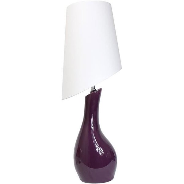 All The Rages All The RagesLT1040-PRP Curved Purple Ceramic Table Lamp with Asymmetrical White Shade LT1040-PRP